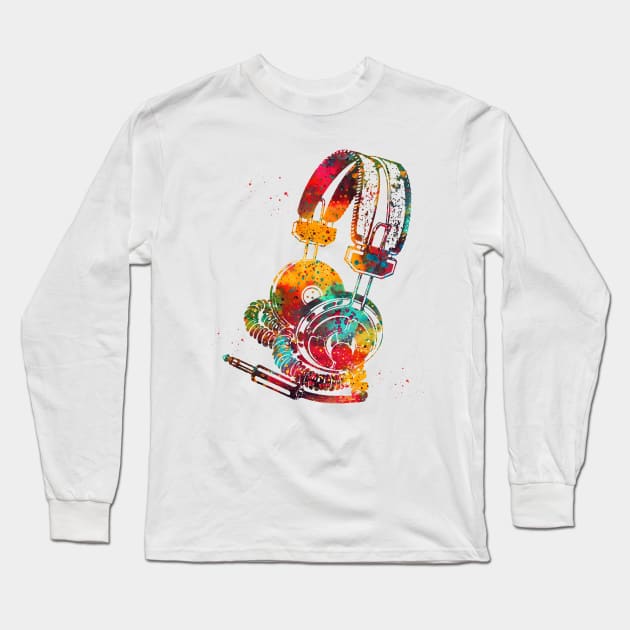 Headphones Long Sleeve T-Shirt by erzebeth